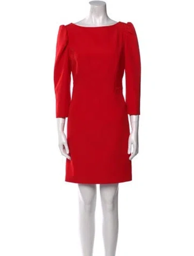 Pre-owned Milly Bateau Neckline Mini Dress In Red