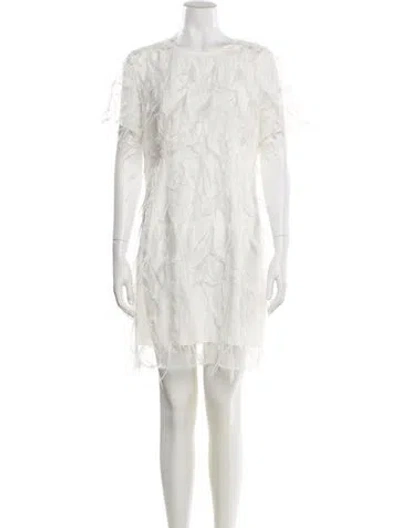 Pre-owned Milly Bateau Neckline Mini Dress In White