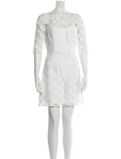 Pre-owned Milly Bateau Neckline Mini Dress In White