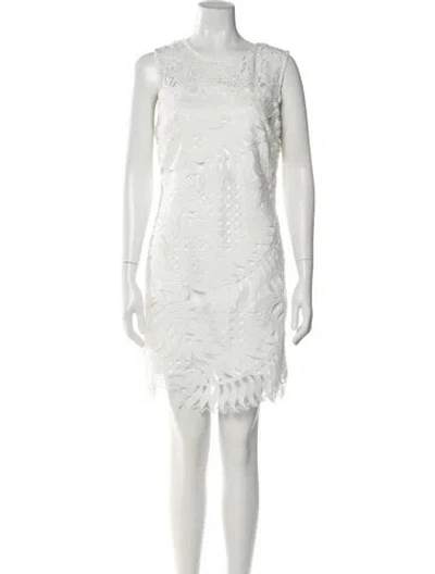 Pre-owned Milly Bateau Neckline Mini Dress In White