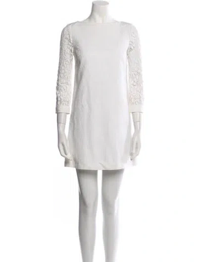 Pre-owned Milly Bateau Neckline Mini Dress In White