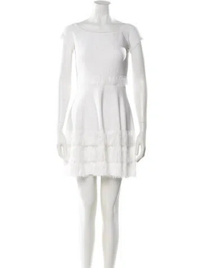 Pre-owned Milly Bateau Neckline Mini Dress In White