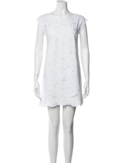 Pre-owned Milly Bateau Neckline Mini Dress In White