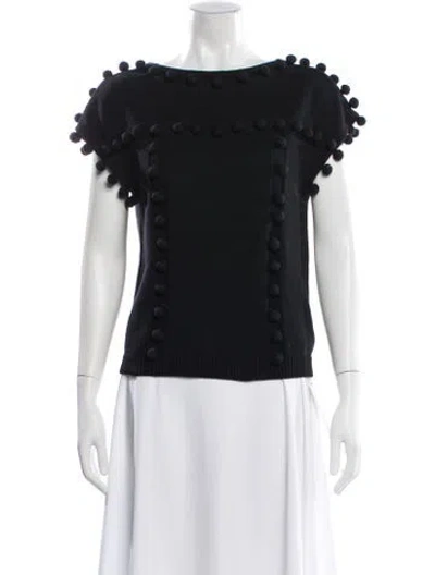 Pre-owned Milly Bateau Neckline Sweater In Black