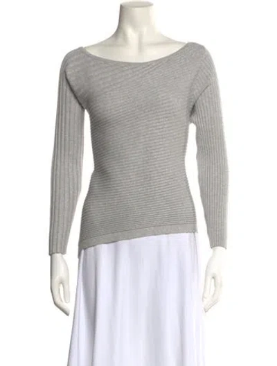 Pre-owned Milly Bateau Neckline Sweater In Gray