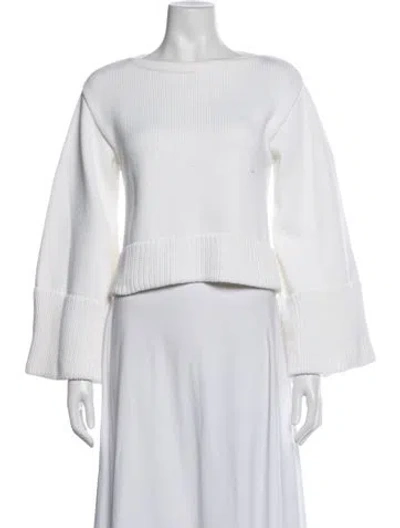 Pre-owned Milly Bateau Neckline Sweater In White