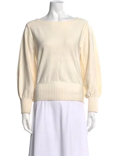 Pre-owned Milly Bateau Neckline Sweater In White