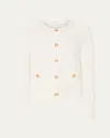 Milly Beaded Button-down Knit Cardigan In Ecru