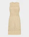 Milly Beaded Fringe-hem Knit Mini Dress In Beige Mult