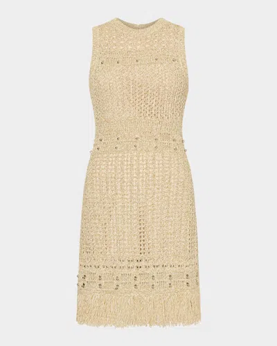 MILLY BEADED FRINGE-HEM KNIT MINI DRESS