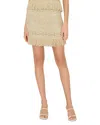 Milly Beaded Fringe Hem Knit Skirt In Neutral