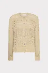Milly Beaded Fringe Knit Cardigan In Beige