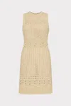 Milly Beaded Fringe-hem Knit Mini Dress In Beige