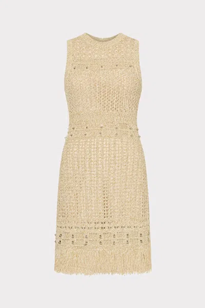 MILLY BEADED FRINGE KNIT MINI DRESS