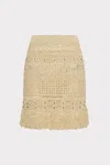 Milly Beaded Fringe Hem Knit Skirt In Beige