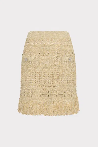 MILLY BEADED FRINGE KNIT SKIRT