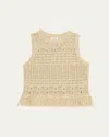 Milly Beaded Fringe Knit Sleeveless Top In Beige Mult