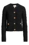 Milly Beaded Textured Cardigan In Black