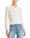 Milly Beaded Button-down Knit Cardigan In Ecru