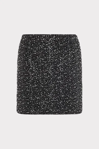 Milly Beaded Tweed Modern Mini Skirt In Black