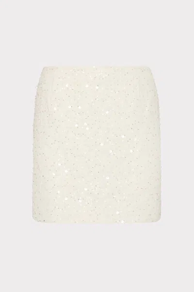 Milly Beaded Tweed Modern Mini Skirt In White