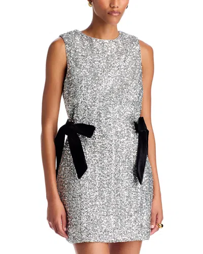 Milly Bella Sequin Bow Mini Dress In Gray