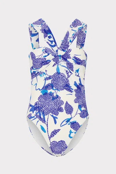 Milly Betsy Brushwork Floral Bandeau One Piece
