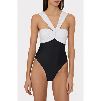 Milly Betsy Colorblock One-piece Swimsuit In Black