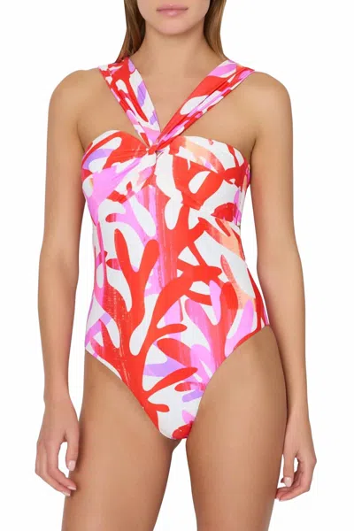 MILLY BETSY ITALIAN UNDER THE SEA BANDEAU ONE PIECE IN PINK MULTI