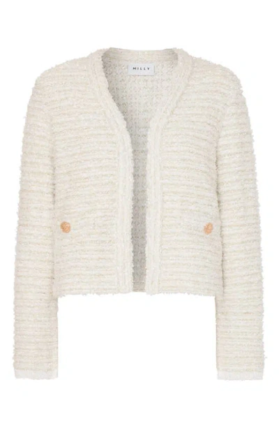 Milly Women's Bouclé Knit Cardigan-jacket In Ecru Multi