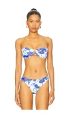 Milly Brushwork Floral Bandeau Bikini Top In Multi