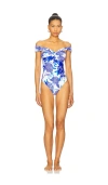Milly Brushwork Floral Bandeau One Piece