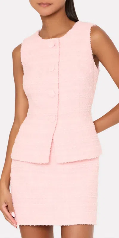 Milly Bryn Tweed Sleeveless Top In Pink