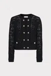 Milly Bubble Pointelle Knit Jacket In Black