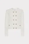 Milly Bubble Pointelle Knit Jacket In Ecru
