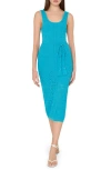 Milly Bubble Pointelle Knit Midi Dress In Blue