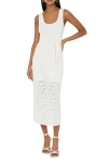 Milly Bubble Pointelle Knit Midi Dress In White