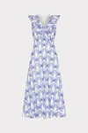 Milly Butterfly Eyelet Ruffle Midi Dress In White/blue
