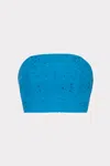 Milly Butterfly Eyelet Strapless Crop Sleeveless Top In Blue