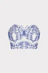 Milly Butterfly Eyelet Strapless Crop Sleeveless Top In White/blue