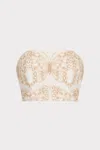 Milly Butterfly Eyelet Strapless Crop Sleeveless Top In White/tan