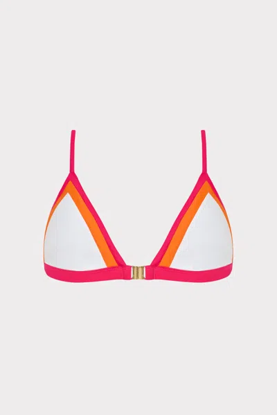 Milly Cabana  Amalfi Color Block Bikini Top In Pink