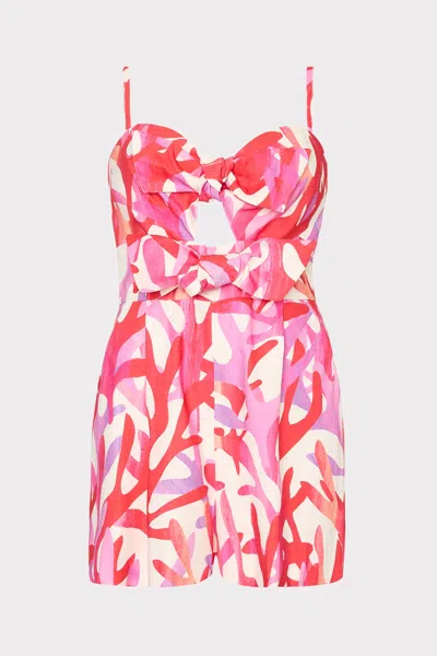 Milly Cabana Anya Under The Sea Linen Romper In Pink