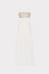 Milly Cabana  Atalia Mirrored Embroidery Maxi Cover-up Dress In White/gold