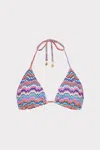 Milly Cabana Barcelona Metallic Chevron Triangle Bikini Top In Blue
