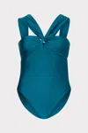 Milly Cabana Betsy Bandeau One Piece In Dark Teal