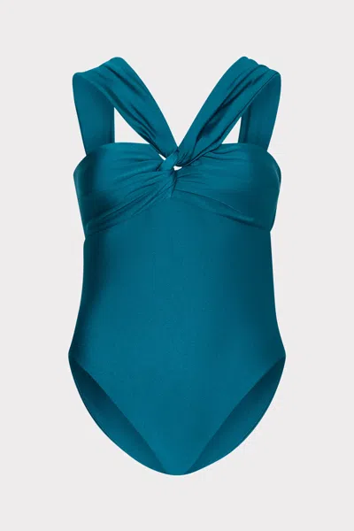 Milly Cabana Betsy Bandeau One Piece In Dark Teal