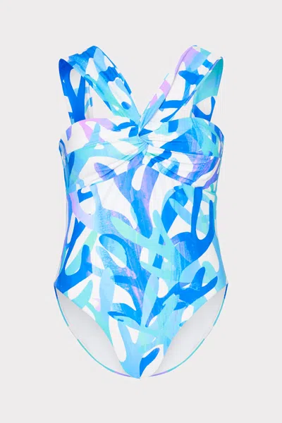 Milly Cabana Betsy Italian Under The Sea Bandeau One Piece In Blue