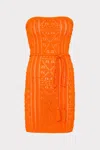 Milly Cabana  Bubble Pointelle Strapless Mini Dress In Coral