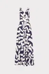 Milly Cabana Catarina Graphic Brushstroke Maxi Dress In Navy/ecru